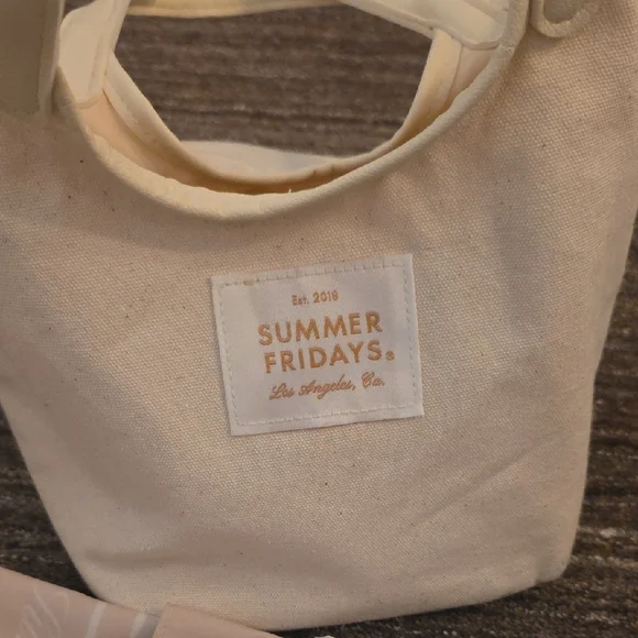 Summer Fridays Beige and White Tote Bag,  Scarf And Lighter - Picture 2 of 3